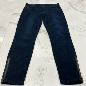 7‎ For All Man Kind Dark Blue Corduroy With Side Ankle Zipper. Size 25 (637)